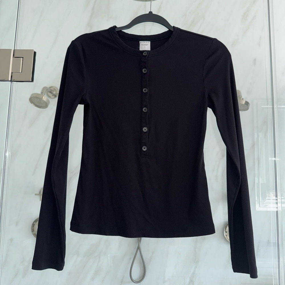 Signature Rib Henley- Black